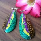 amazing wooden earrings hand painting made bali